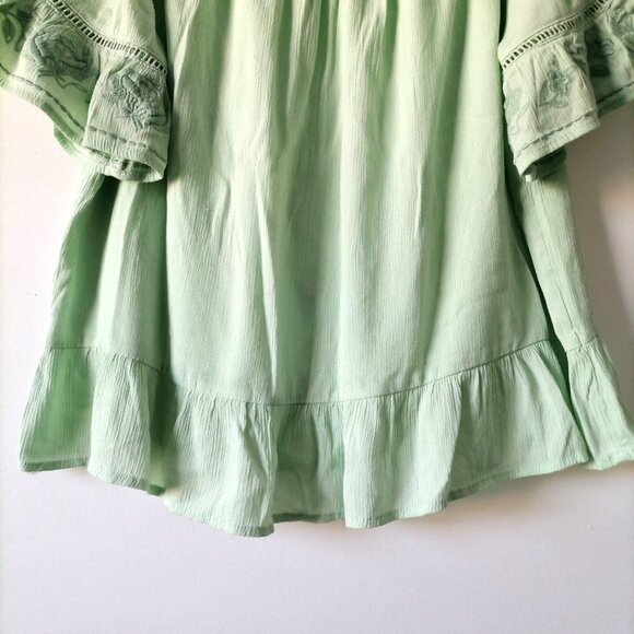 Art Class Womens Multicolor Bell Sleeve Embroidered Top Sz XL (14/16) - Picture 3 of 4